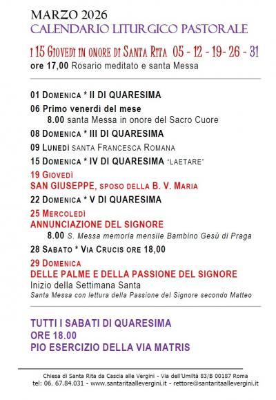 CALENDARIO LITURGICO PASTORALE