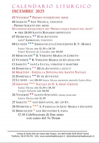 CALENDARIO LITURGICO PASTORALE