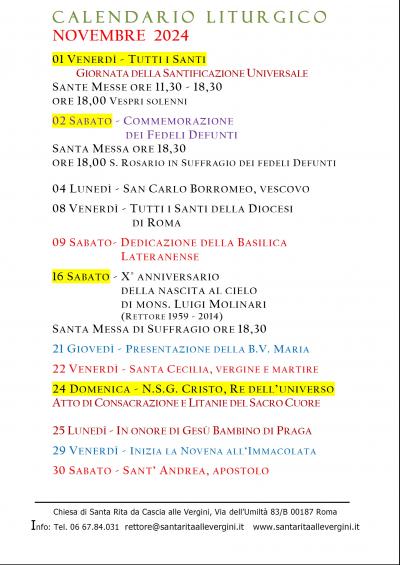 Calendario Liturgico Pastorale