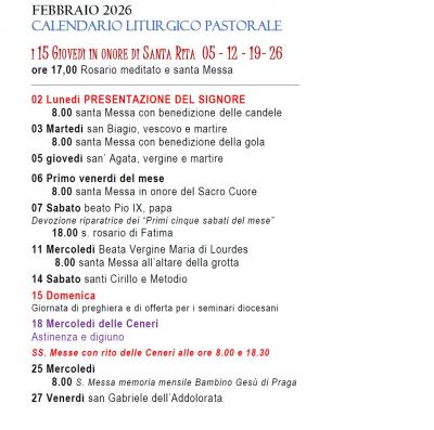 CALENDARIO LITURGICO PASTORALE