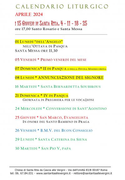 Calendario Liturgico Pastorale